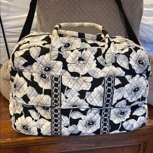 Vera Bradley Black and White Travel Bag with Floral Pattern